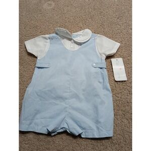 Vintage Y2K Petit Ami Spring Blue Gingham Romper Boys Size 9 Months